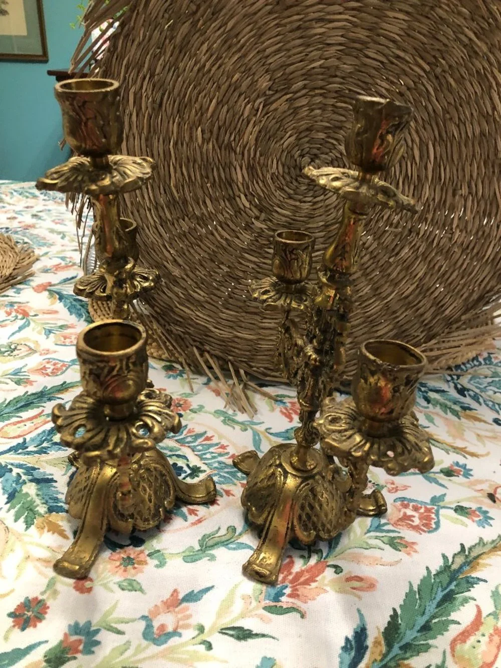 2 Vintage Brass 3 candle candlelabra
